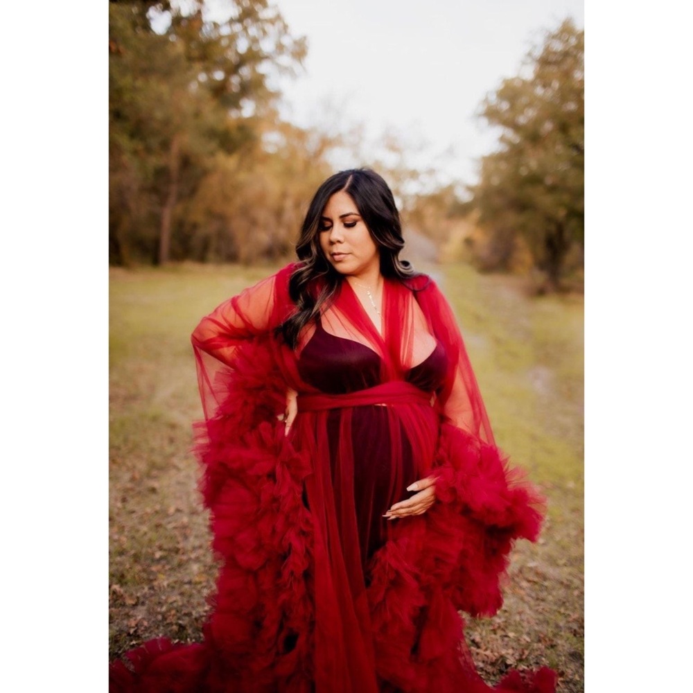 Red Wine Tulle Robe great for Maternity or Boudoir